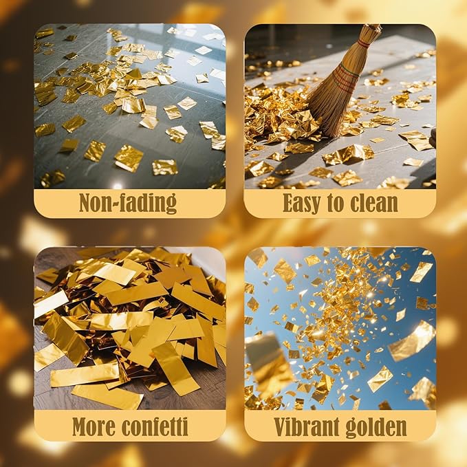 Confetti Cannons Gold | 5-Pack 12-Inch Party Poppers - Image 4
