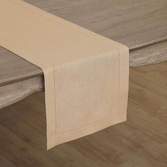 Solino Home Linen Hemstitch Table Runner 60 Inches by SolinoHome