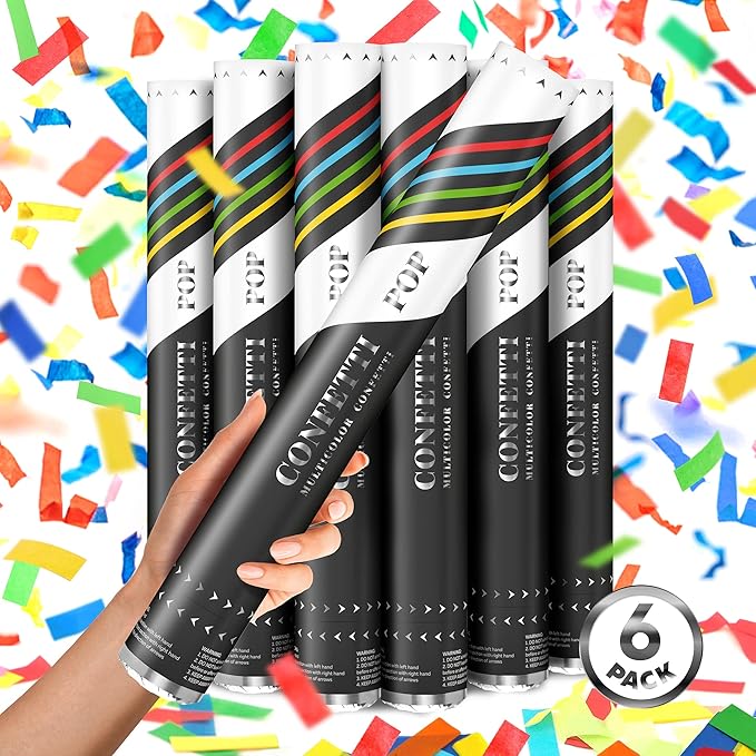 16" Confetti Cannon Confetti Poppers | Multicolor Biodegradable Confetti by JAPJA