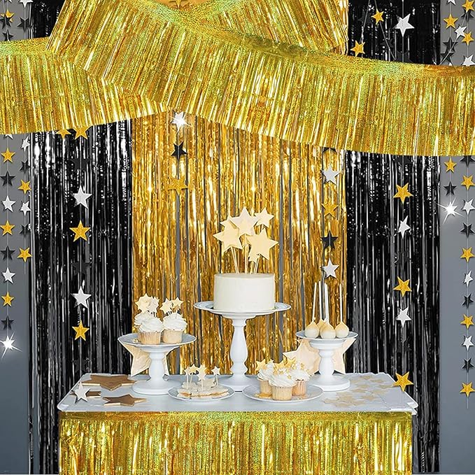 BEISHIDA 3 Packs 30 Feet Metallic Foil Fringe Garland Tinsel Streamers，Laser - Image 4