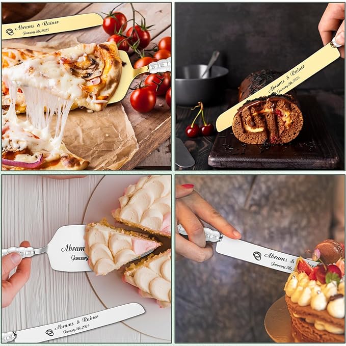 HJX Personalized Wedding Cake Knife and Server Set - Image 8
