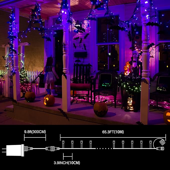 LAMPHOME 33ft Halloween Decorative Mini Lights, 100 LED Transparent Wire Fairy - Image 2