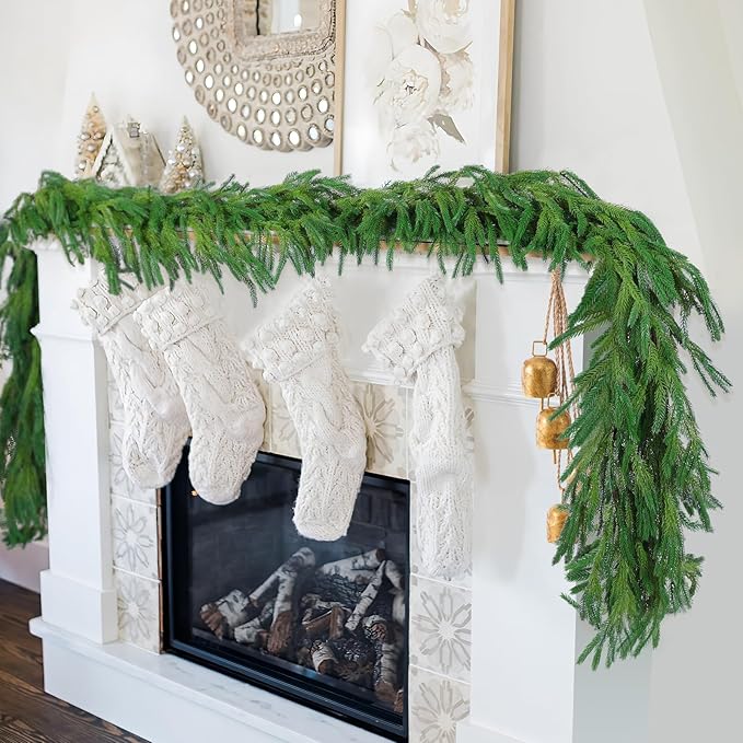 Hananona 4 Pcs 9 Ft Artificial Norfolk Pine Garlands, Realistic Pine Garland - Image 9