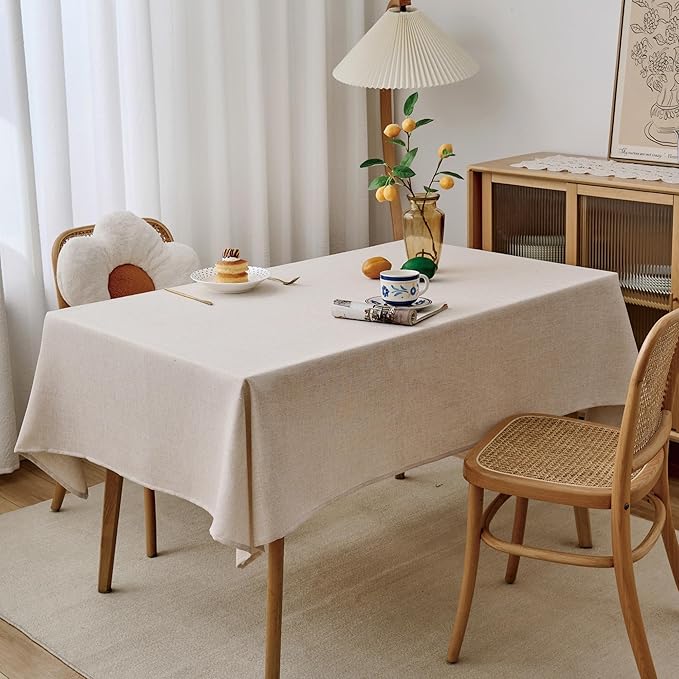 NLMUVW Oatmeal Linen Tablecloth Rectangle 6ft, Rustic Textured Table Cloth - Image 7