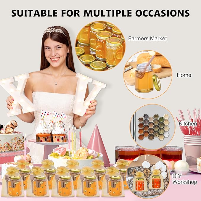 35 Pack 4 oz Mini Hexagon Glass Honey Jars - Image 6