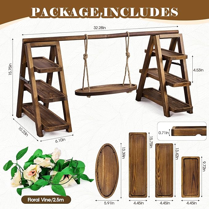 Wooden Cupcake Stand, 3 Tier Cake Stands Party Food Display Serving Platter - Image 3