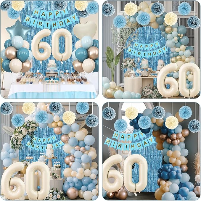 Dusty Blue 60th Birthday Party Decorations - Image 7