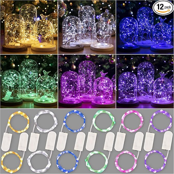 HXWEIYE 12 Pack 7ft 20LED Multicolor Fairy Lights Battery Operated by LightUpYourHomewHXWEIYE