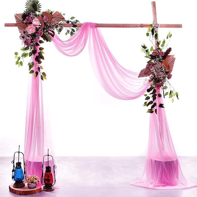 VDS Pack of 1 Panel Wedding Arch Draping Fabric Sheer Chiffon Fabric Drapery - Image 2