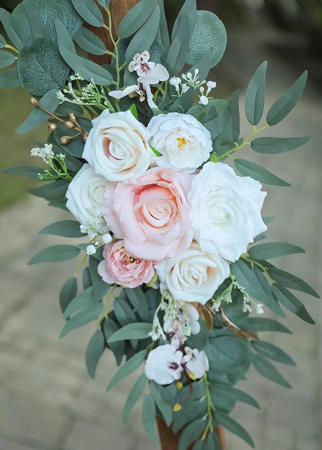 Artificial Blush Pink Wedding Arch Flower Swags Set of 2 - Image 7