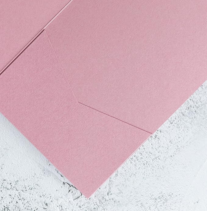 20 PCS Dusty Rose Tri-fold Laser Cut Wedding Invitation Pockets - Image 6