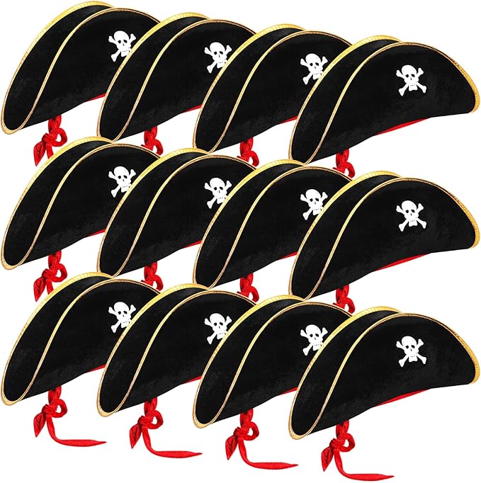 Hsei Halloween Pirate Hat Skull Print Captain Costume Caps Party Accessories by Unknown