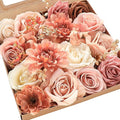 Floroom Terracotta Artificial Flowers Burnt Orange Fake Roses Dahlias and by Floroom