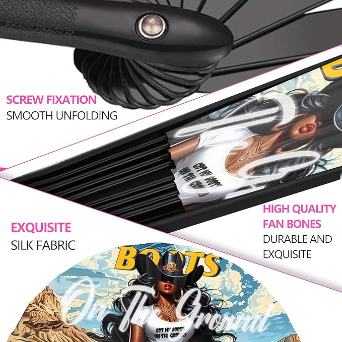 Boots On The Ground Hand Fan, Where Them Fans At Folding Fans, Clapping - Image 4