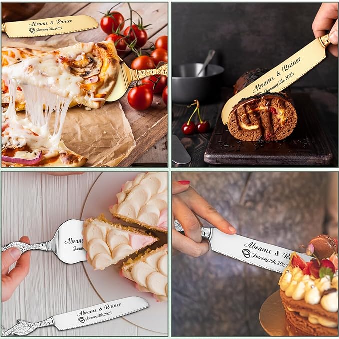 HJX Personalized Wedding Cake Knife and Server Set - Image 8