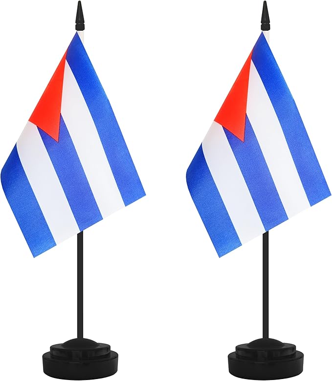 2 Pack Cuba Desk Flag Set, Cuban Desktop Small Miniature Table Office Flag by Unknown