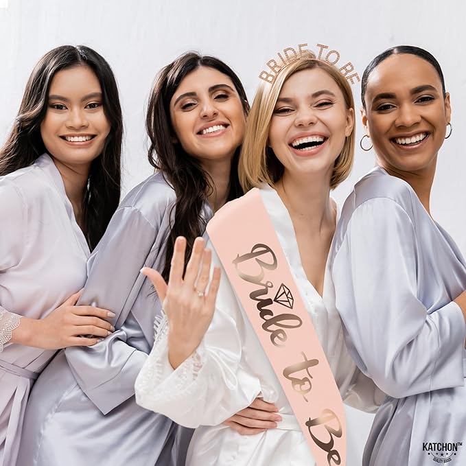 KatchOn, Rose Gold Bride to be Sash and Headband - Image 8