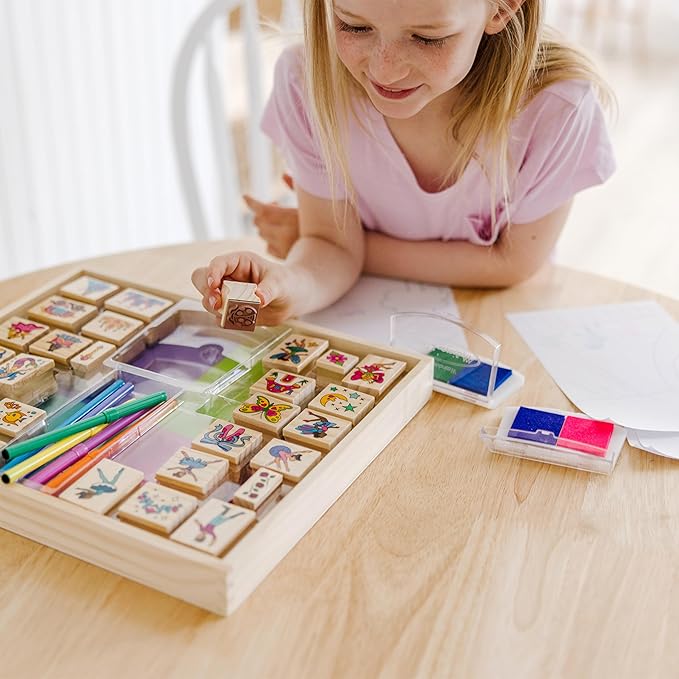 Melissa & Doug Deluxe Wooden Stamp and Coloring Set – Fairy Tale Fairy - Image 5