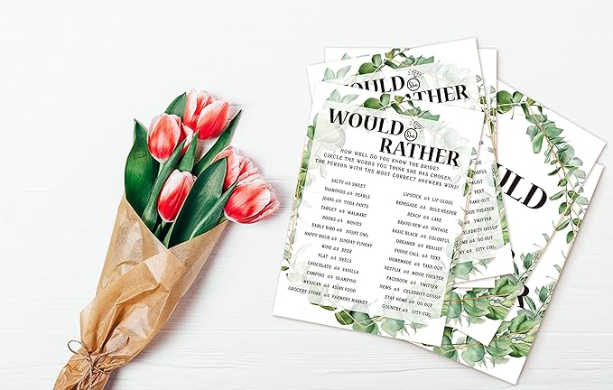 Bridal Shower Game Cards, Would She Rather Game, Tropical Jungle Theme - Image 4