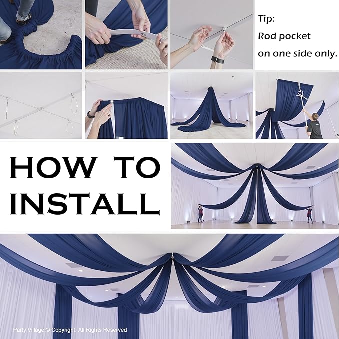 PartyVillage 50ftx40ft Navy Blue Ceiling Curtain - Image 8