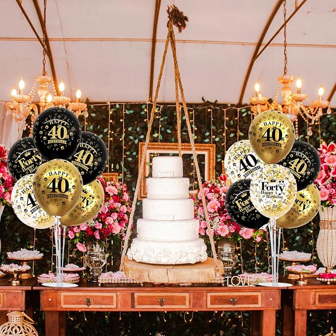TONIFUL 4 Set Black Gold Balloon Stand Kit - Image 5