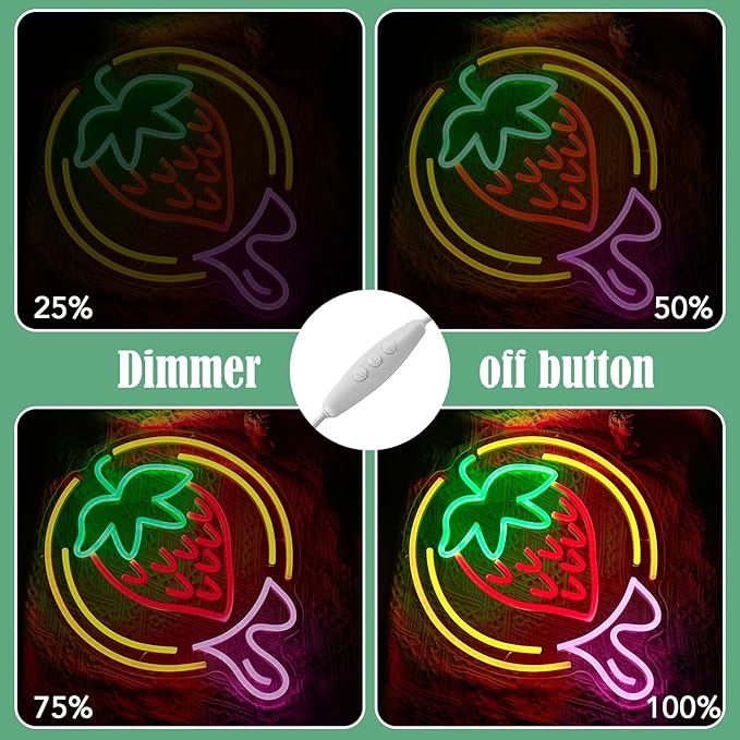 Strawberry Neon Sign USB Powered Sweet Fruit Led Light Up Sign Dimmable Funny - Image 4