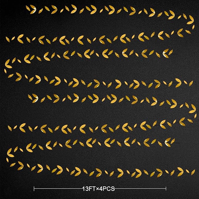 Gold Party Decorations Leaf Garland Hanging Paper Gold Leaves Streamer Banner - Image 2