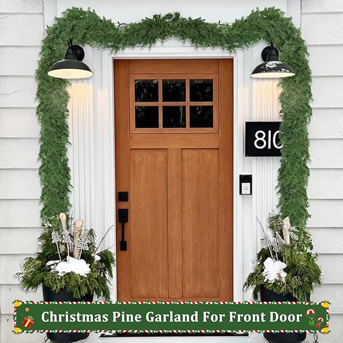 9ft Christmas Cedar Garland, Real Touch Pine Garland, Realistic Cypress - Image 3