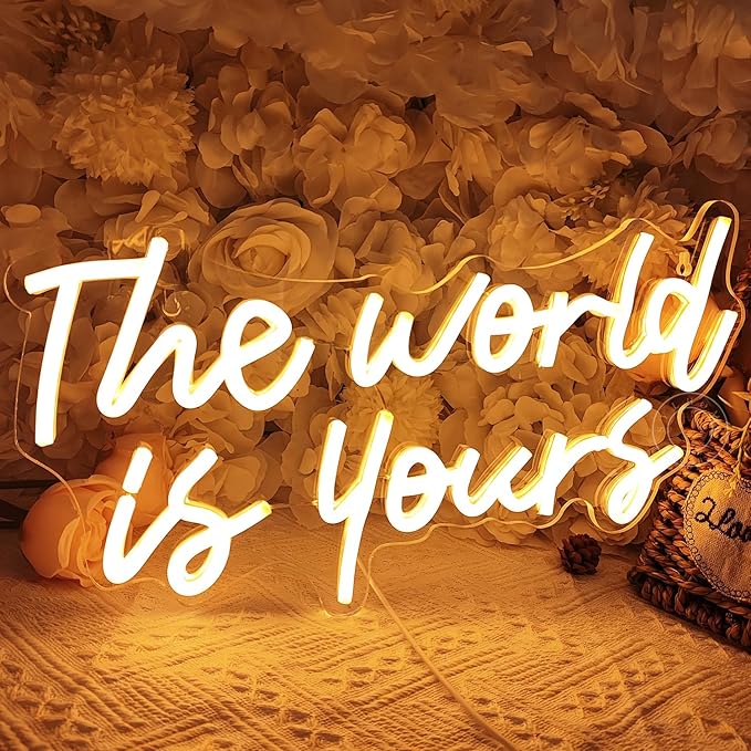 SYLHOME The World Is Yours Led Neon Light Sign Cool Bedroom Game Kids Room Wall - Image 5