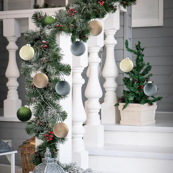 Velvet Ball Ornaments for Christmas Tree 15 PCS, Large Neutral Flocked - Image 6