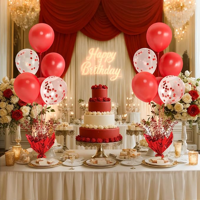 4 Set Red Balloon Stand Centerpieces - Image 2