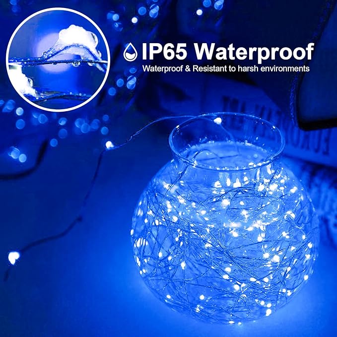 16Ft 50 LED Blue Fairy Lights Mini String Lights Waterproof - Image 3
