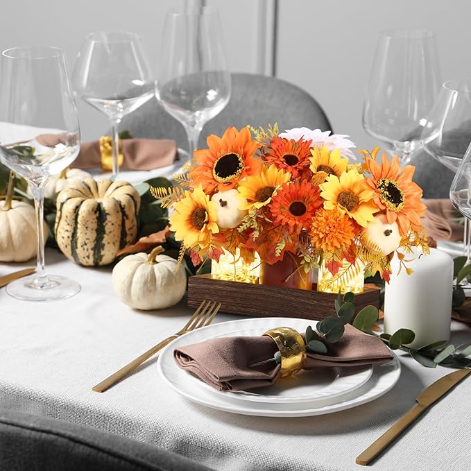 3 Pcs Fall Thanksgiving Tables Centerpieces Mason Jar Table Decor Set, - Image 6