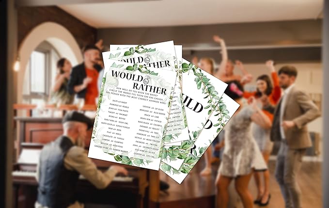 Bridal Shower Game Cards, Would She Rather Game, Tropical Jungle Theme - Image 6