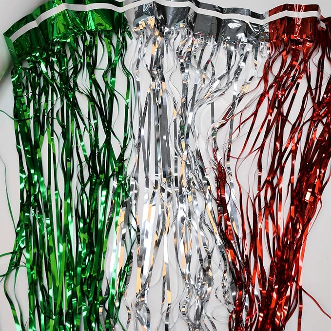 BRAVESHINE 2 Pack Fringe Backdrop Red Silver Green Christmas Party Decorations - Image 7