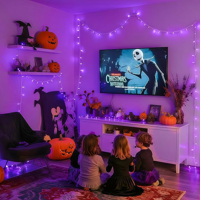 JMEXSUSS 163 FT 500 LED Purple Halloween Lights, 8 Modes Purple Light Indoor - Image 4