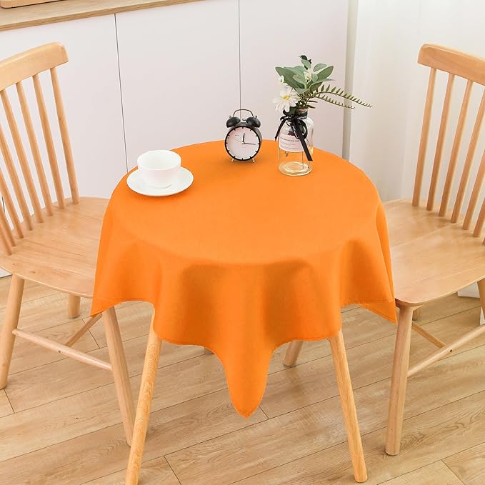 2 Pack Small Square Table Cloth 36X36 Inch Orange Washable Fabric Tablecloth - Image 2