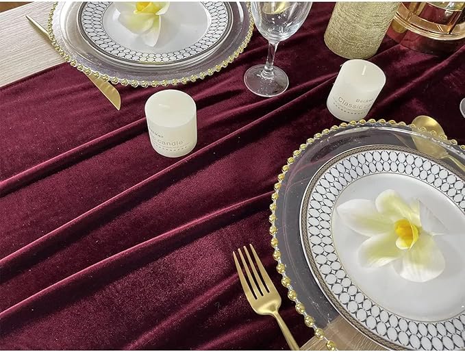 Luxurious Velvet Table Runner, 10ft Wedding Reception Decorations, 20x120inch - Image 6