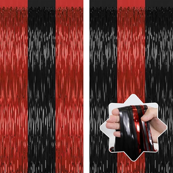 2 Pack Backdrop Curtains, 3.28 Ft x 6.56 FT Red Black Halloween Backdrop - Image 8