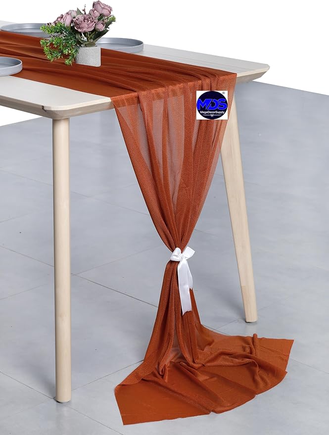 MDS 2 Pack 14ft Chiffon Table Runner 29 x 170 Inches Sheer Wedding Runner - Image 3