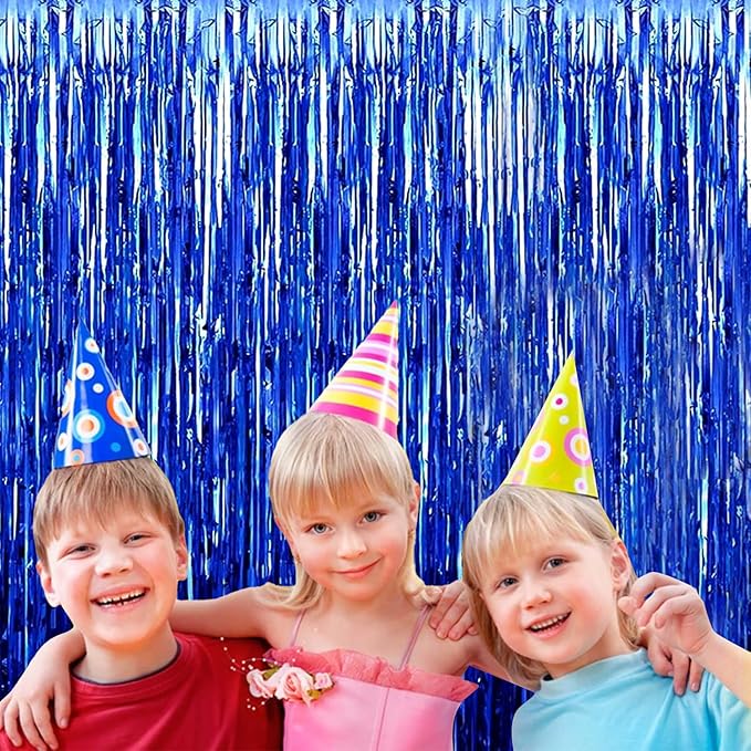 4P Metallic Foil Fringe Tinsel Table Skirts - Image 4