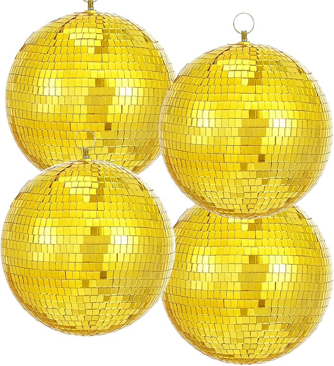 Gold Mirror Disco Ball Hanging: 6 Inches Reflective Ball by SoarDream