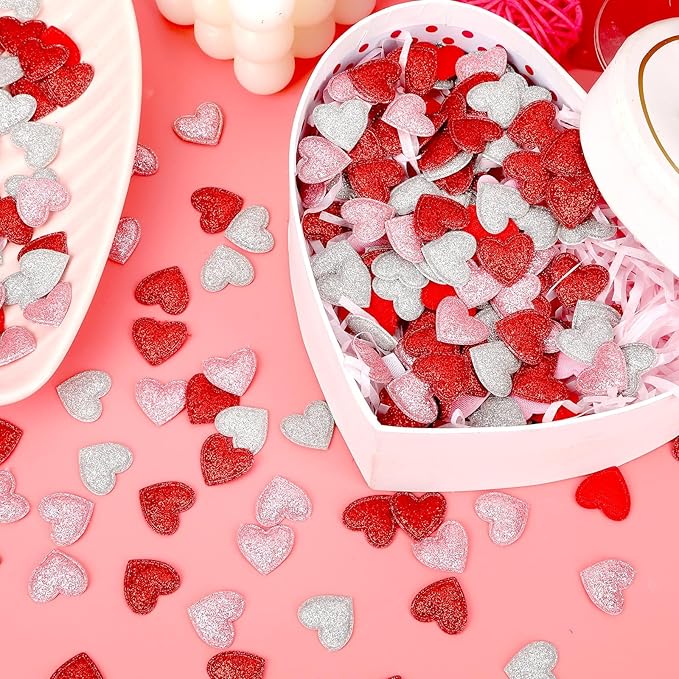 MARFOREVER Valentine's Day Felt Confetti, Glitter Heart Decorations, Foam Hearts - Image 4