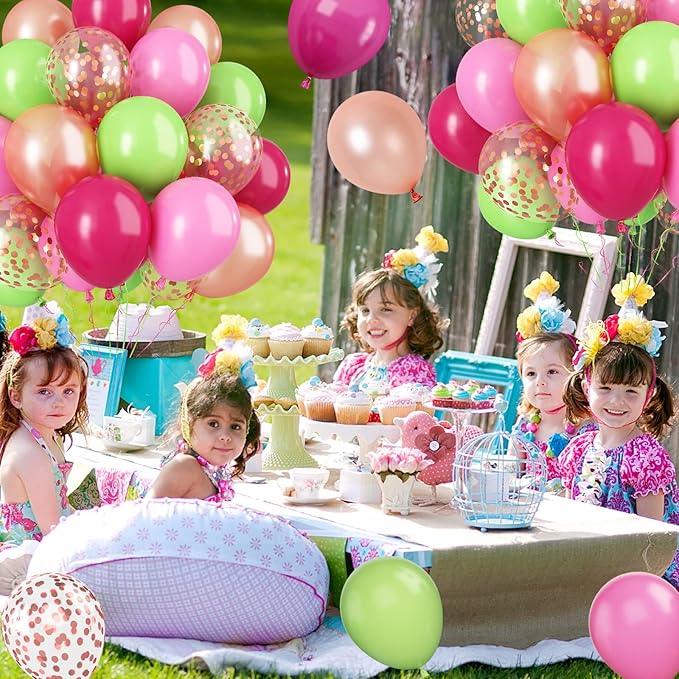 Paready Tropical Party Green Pink Balloons - Image 7