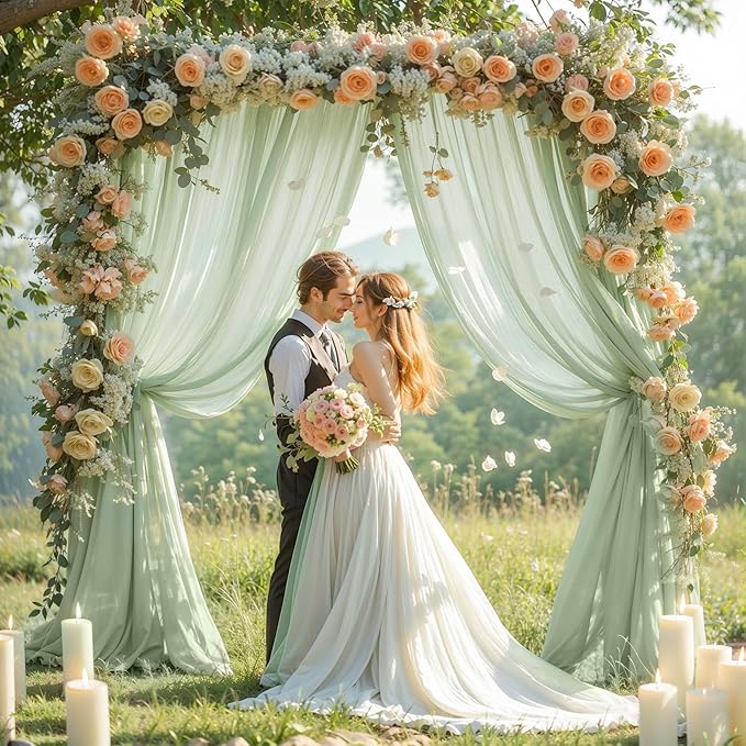 Wedding Arch Draping Fabric, 1 Panel 18FT Sage Green Arch Backdrop Drapes - Image 6