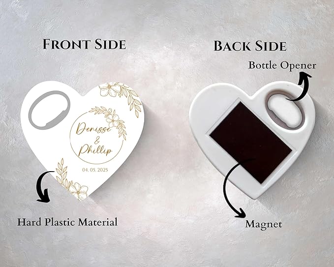 Wedding Bottle Opener Favors for Guests in Bulk, Hearts Shape Bottle Opener - Image 7