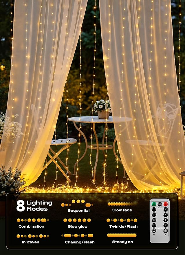 Brightown 300 LED Curtain String Lights, 9.8 FT Hanging Fairy Lights - Image 2
