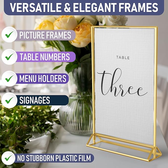 Gold Picture Frames Double-Sided, Menu Holders, and Photo Displays - Image 6