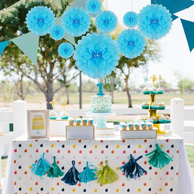 Tissue Paper Pom Poms, Hanging Flower Balls - Image 6