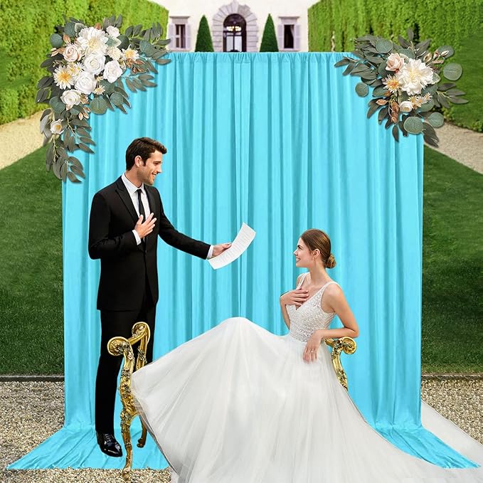 10ft x 10ft Sky Blue Backdrop Curtains - Image 5